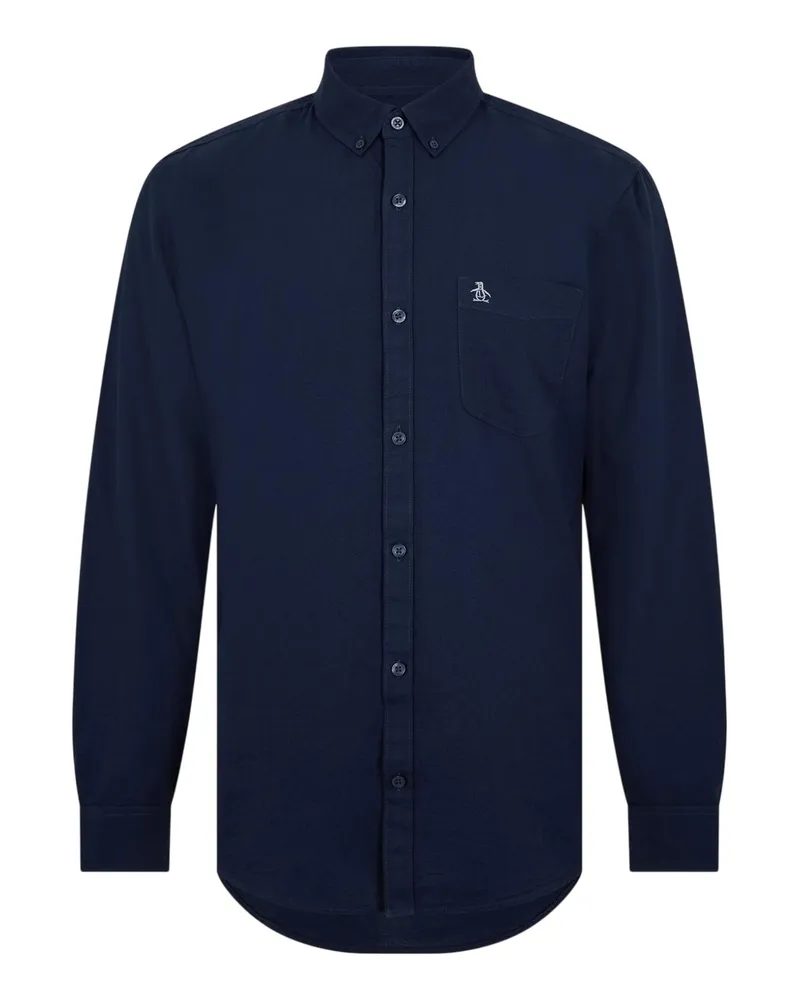 Original Penguin Button-Down-Hemd für Herren, Oxford-Stil, Langärmlig (warmes Blau Blau