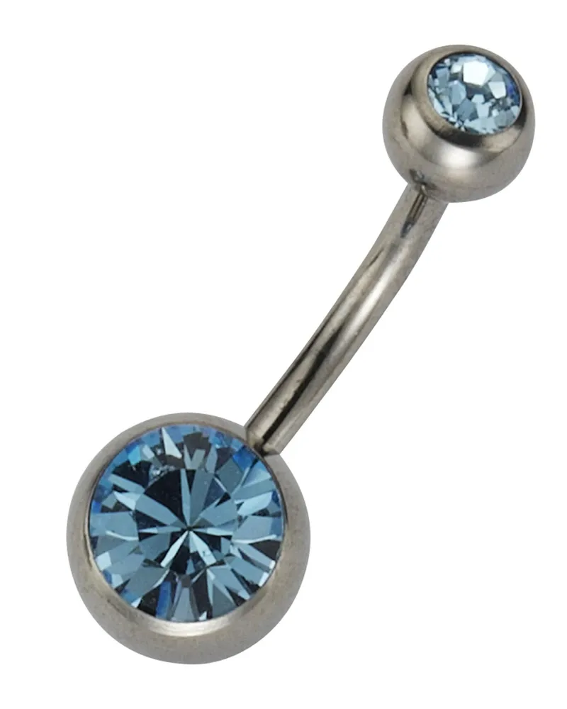 ZEEme Body Jewelry Piercing Titan silberfarben Kristall hellblau Grau