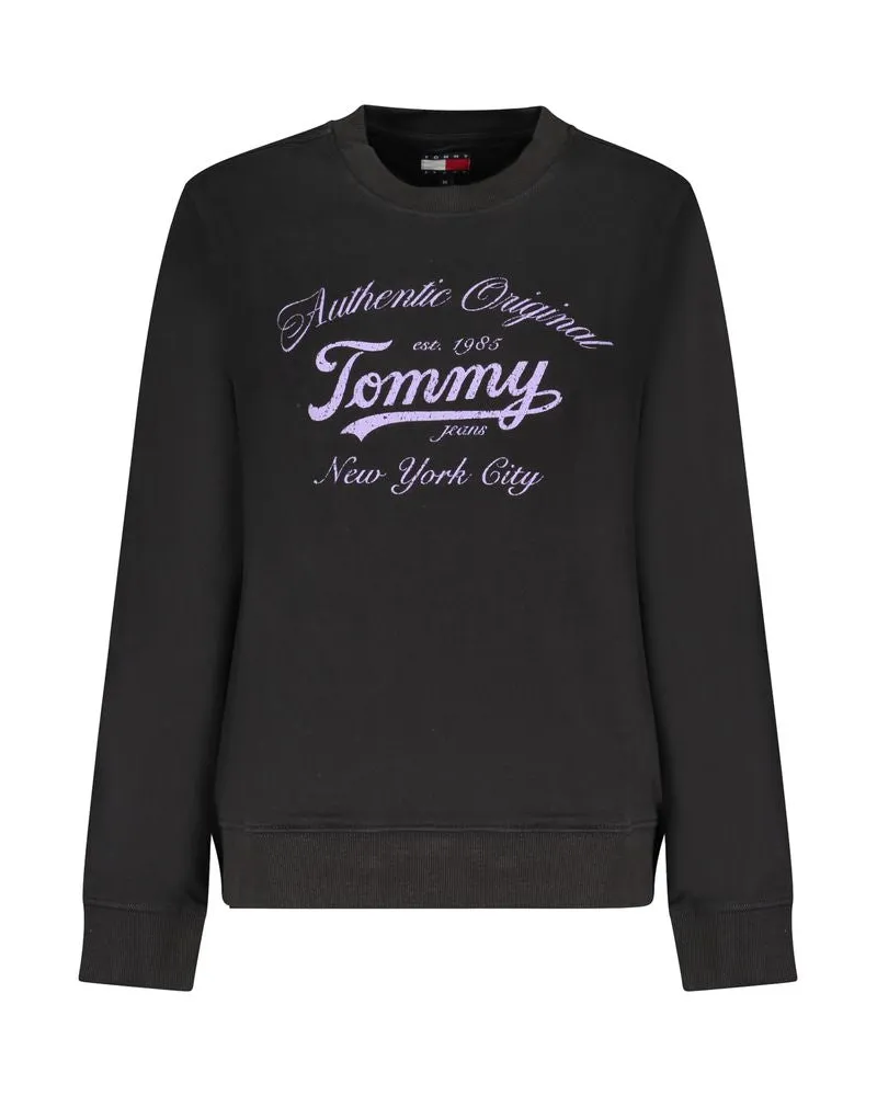 Tommy Hilfiger Schwarzes Baumwoll-Damen Sweatshirt Schwarz