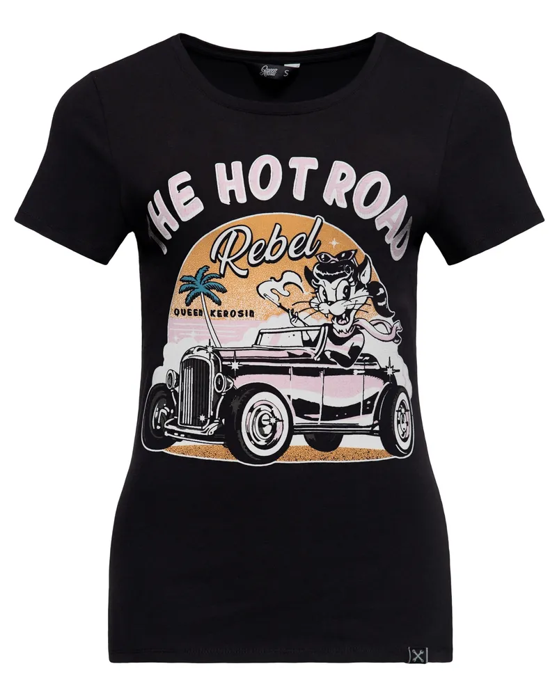 Queen Kerosin Damen T-Shirt The Hot Road Rebel Schwarz
