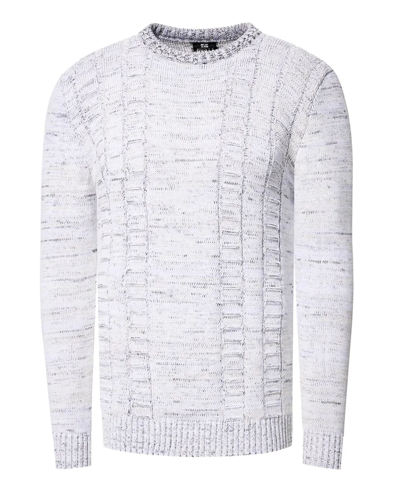 Rusty Neal Grobstrick mit Kontrastfarben Rundhals-Pullover Weiß