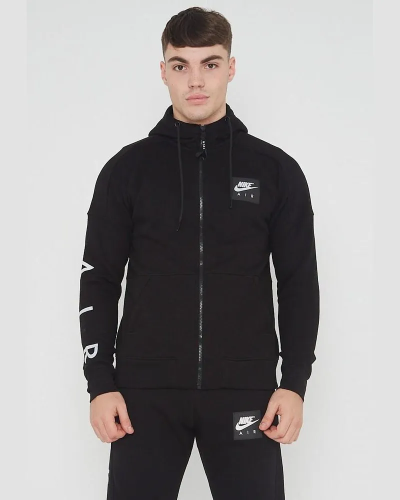 Nike Air Fleece Herren Zip durch Hoodie In schwarz Schwarz