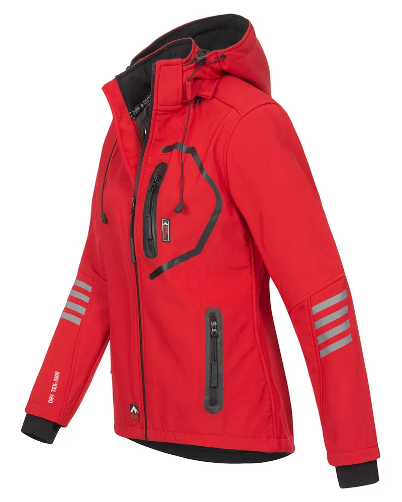 Arctic Seven Damen Softshelljacke Rot-Schwarz Schwarz