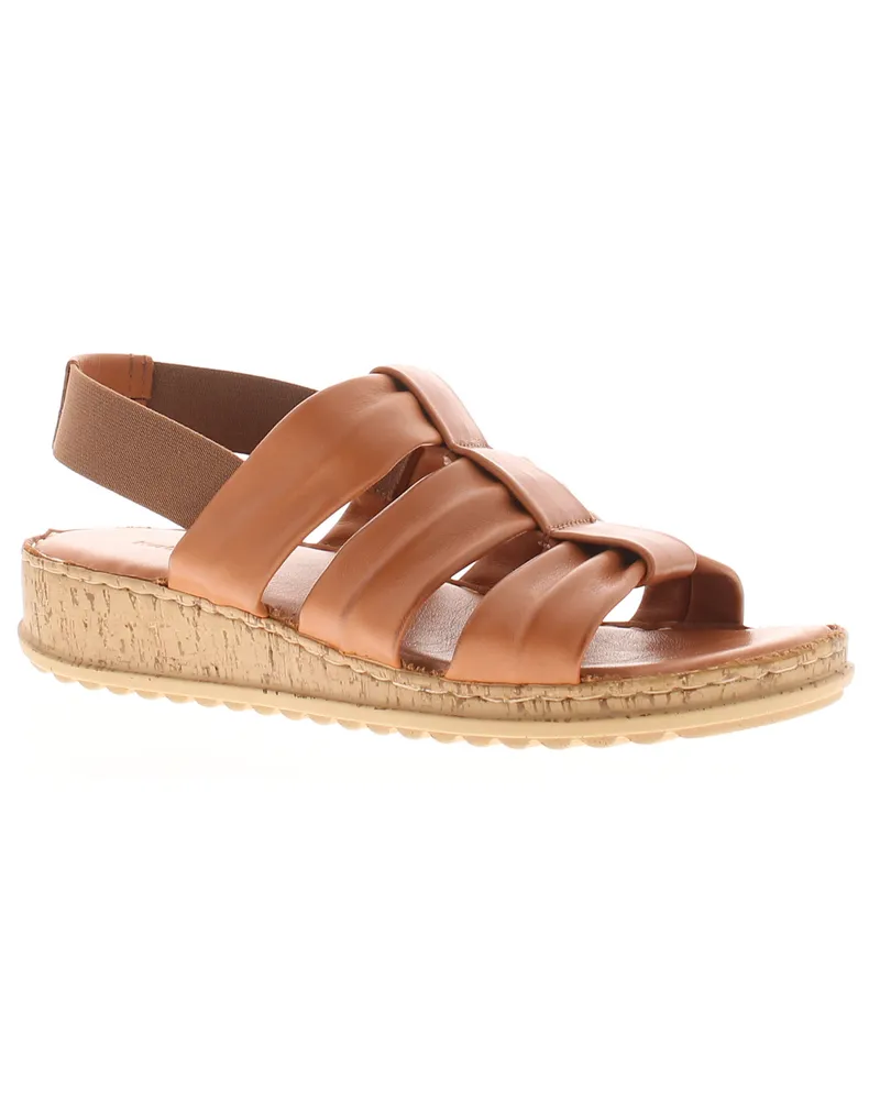 Hush Puppies Damen Sandalen Eden Leder Elastisch Beige Cognac