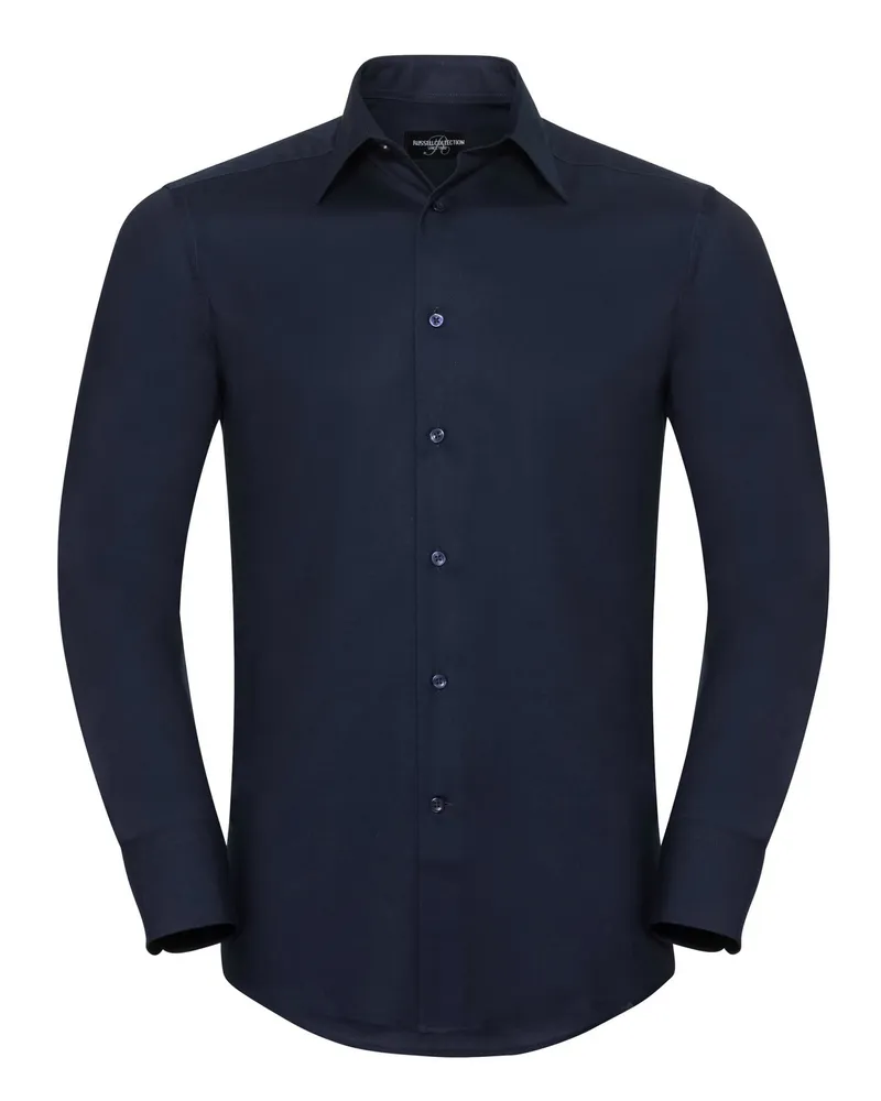 Russell Athletic Russell Collection - Hemd Pflegeleicht für Herren Langärmlig (Leuchtend Navy-Blau Marineblau
