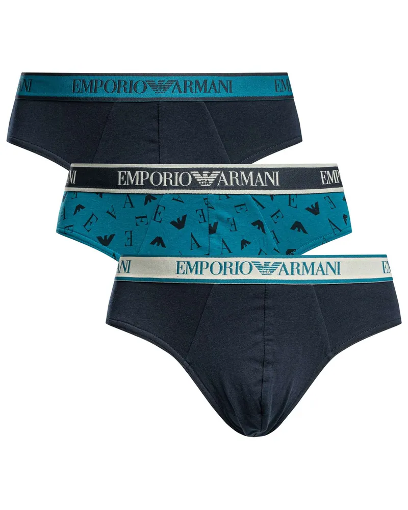 Emporio Armani 3 Pack Cotton Stretch Slip, Blau Blau