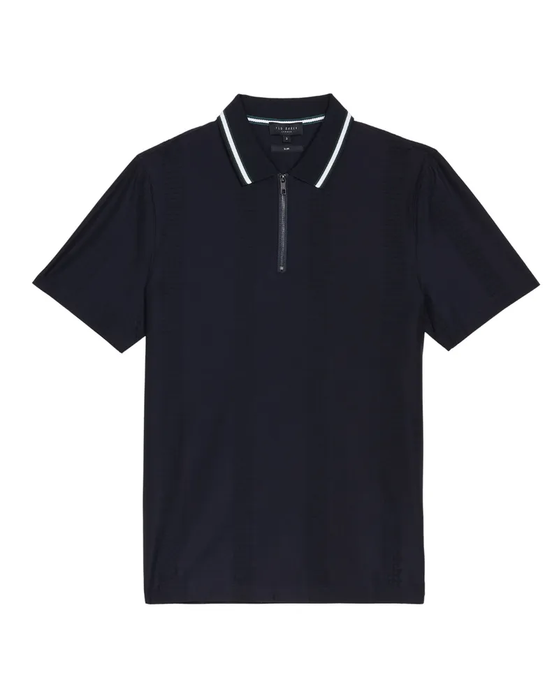 Ted Baker Orbite Slim-Fit Jacquard‑Polo - Marineblau Marineblau