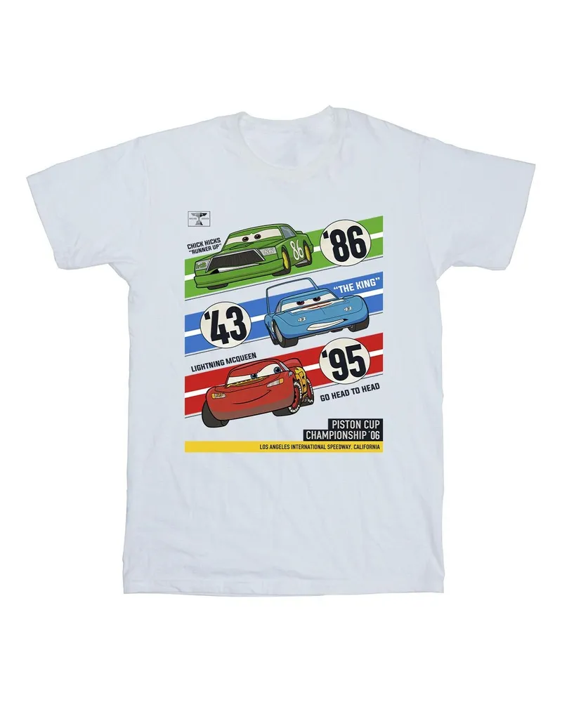 Disney Cars Piston Cup Champions" T-Shirt für Herren (Weiß Weiß