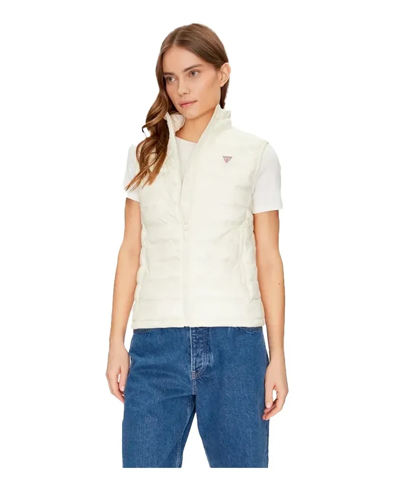 Guess Damen Steppweste Mini Triangle Weiß