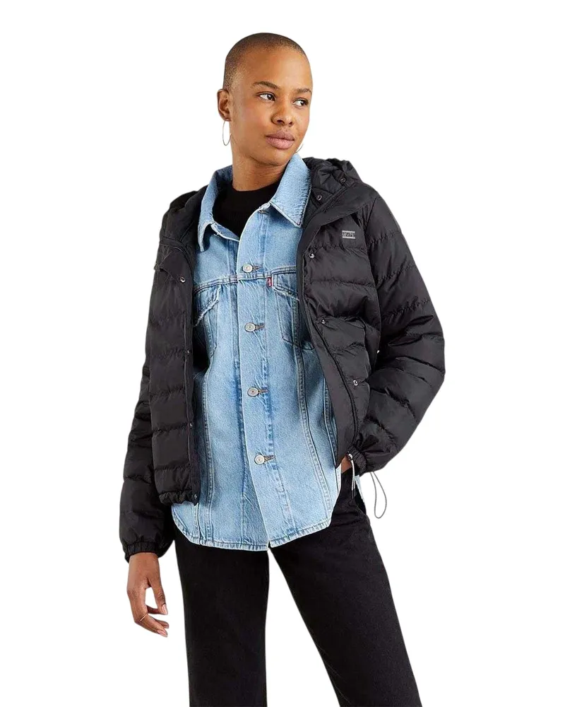 Levi's Steppjacke für Damen, Packable, Schmal (Schwarz Schwarz