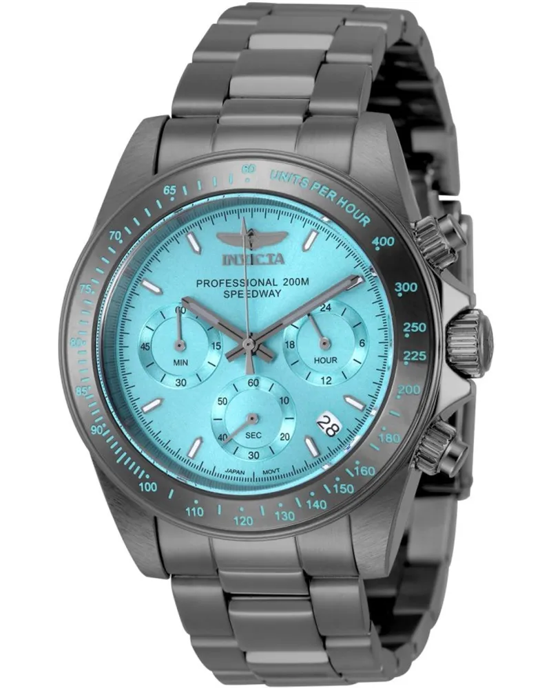 Invicta Speedway 50820 Herrenuhr - Quarzwerk - Edelstahl mit blauem Zifferblatt - 39 mm Grau