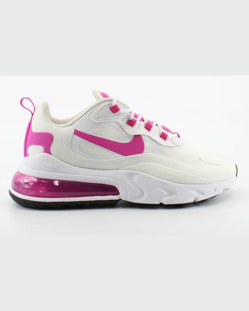 Nike Air Max 270 Reagieren Sie weiße Textile Womens Schnürungstrainer CJ0619 100 Weiß