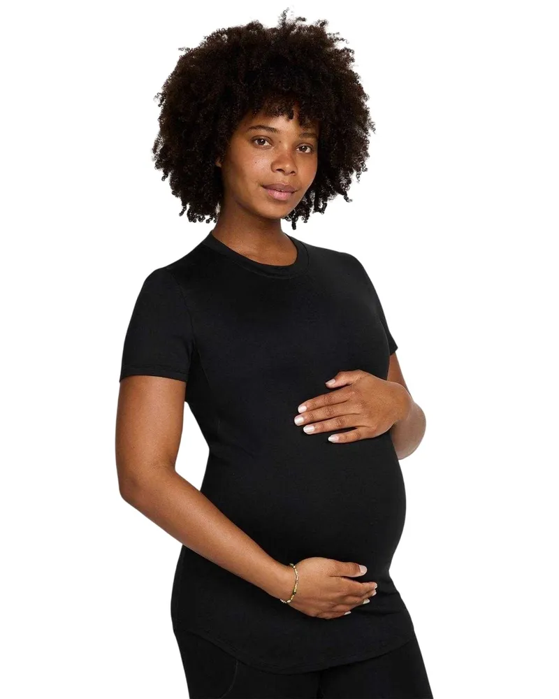 Nike T-Shirt für Damen, Dri-FIT, Umstandskleidung (Schwarz Schwarz