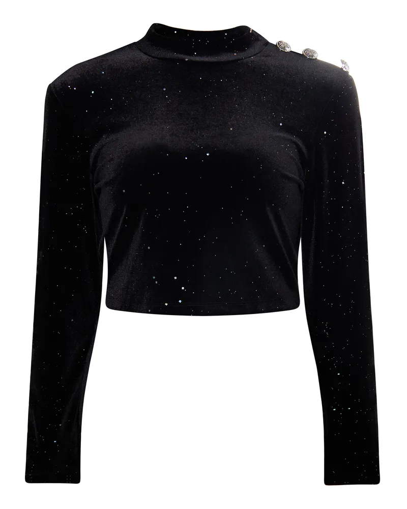 FAINA Samtshirt mit Glitzer Damen schwarz Schwarz