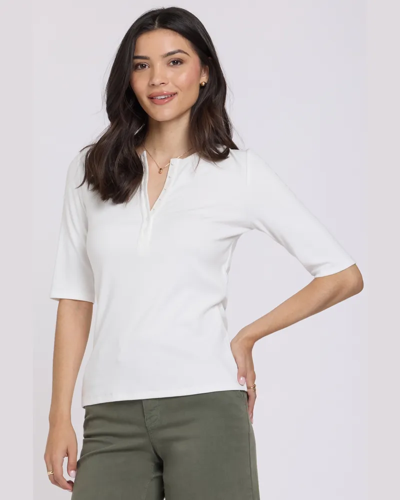 NYDJ not your daughter's Jeans  Gerippter Henley mit Ellenbogenärmeln - Weiß Weiß