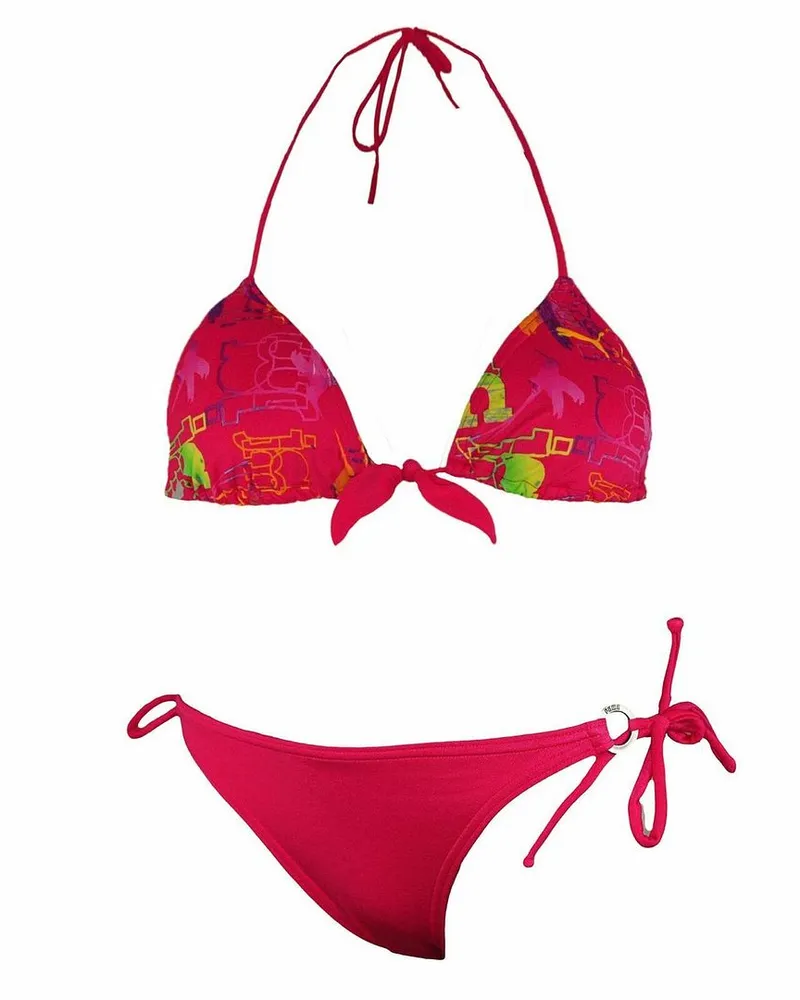 Puma Style Cats Pink Damen Triangel-Bikini mit Bindebändern Rosa