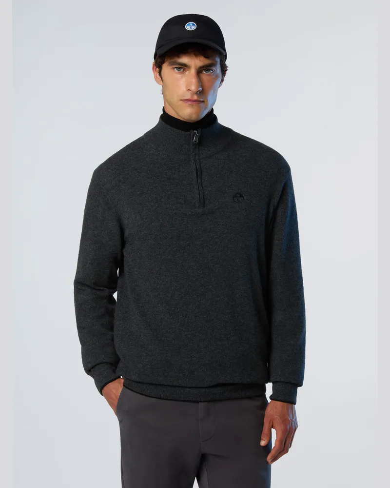 North Sails Pullover Halber Reißverschluss aus Kaschmirmischung Dunkelgrau