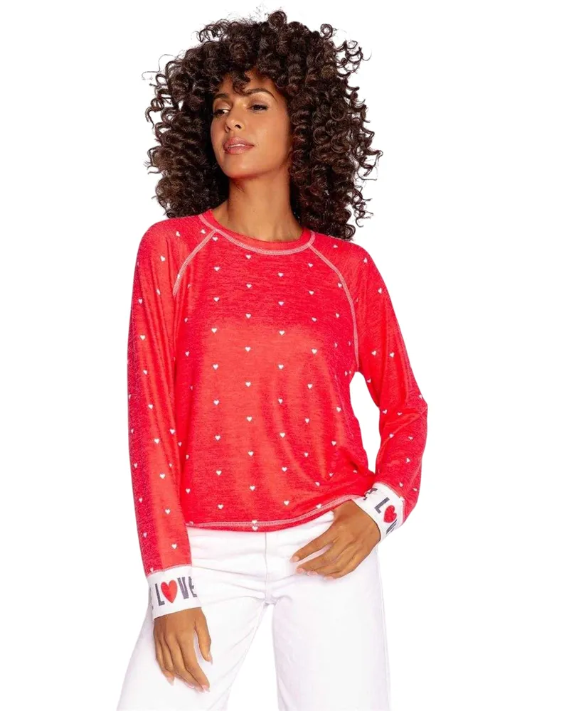 P.J. Salvage Loved" Pullover für Damen, leger, Raglanärmel (Rot Rot