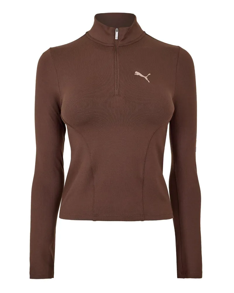 Puma Fleece-Oberteil für Damen, mit halbem Reißverschluss (Espresso Braun Braun