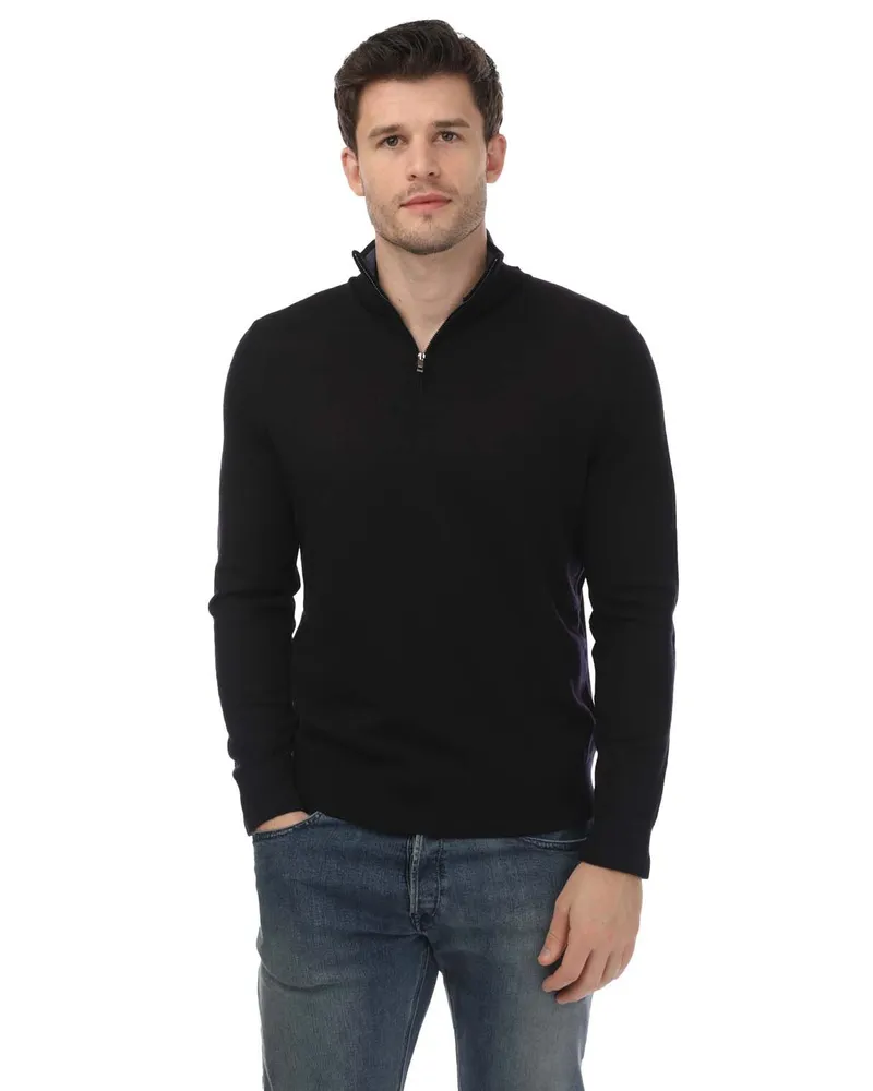 Ted Baker Sweat Limehas Merino Wool Core Demi-Zip  Pour Homme en Bleu Marine Marineblau
