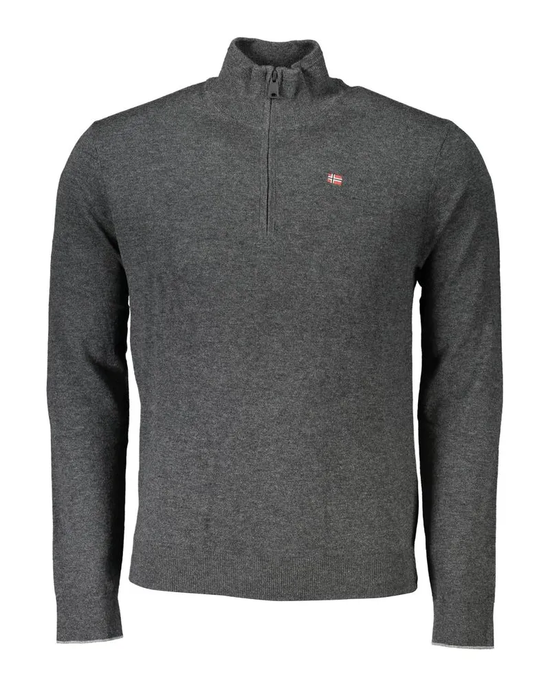 Napapijri Halbzipper Strickpullover Grau