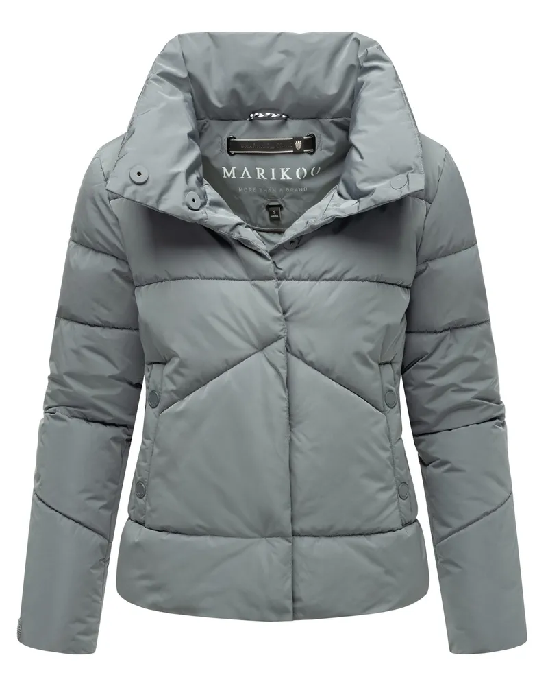 Marikoo kurze Damen Steppjacke mit Kragen & Druckknöpfen – Jalliaa Blau