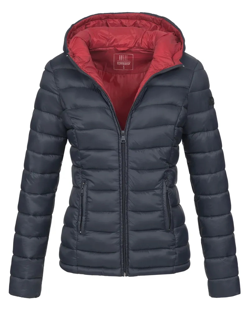 Marikoo Damen Steppjacke Lucy mit Kapuze & leichtem Futter Blau