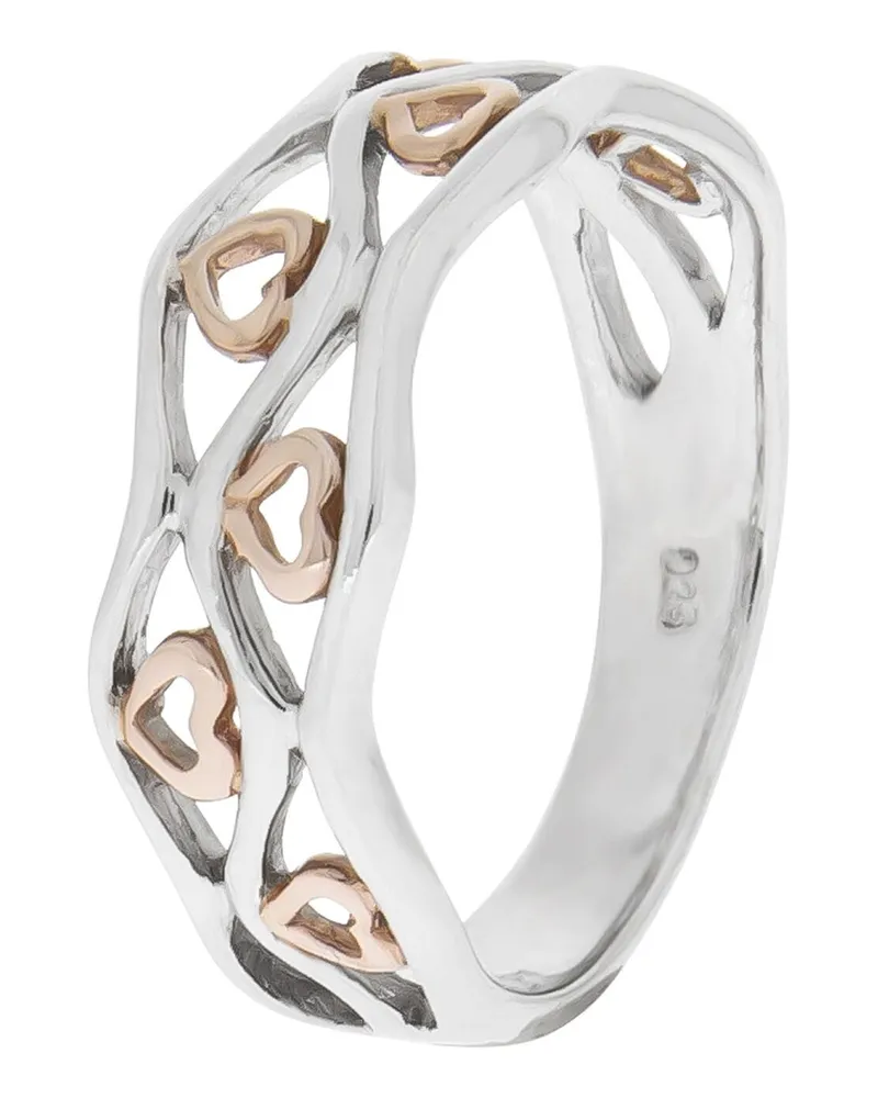 ZEEme Silber Ring Silber 925 zweifarbig mit Herz-Motiven Roségold