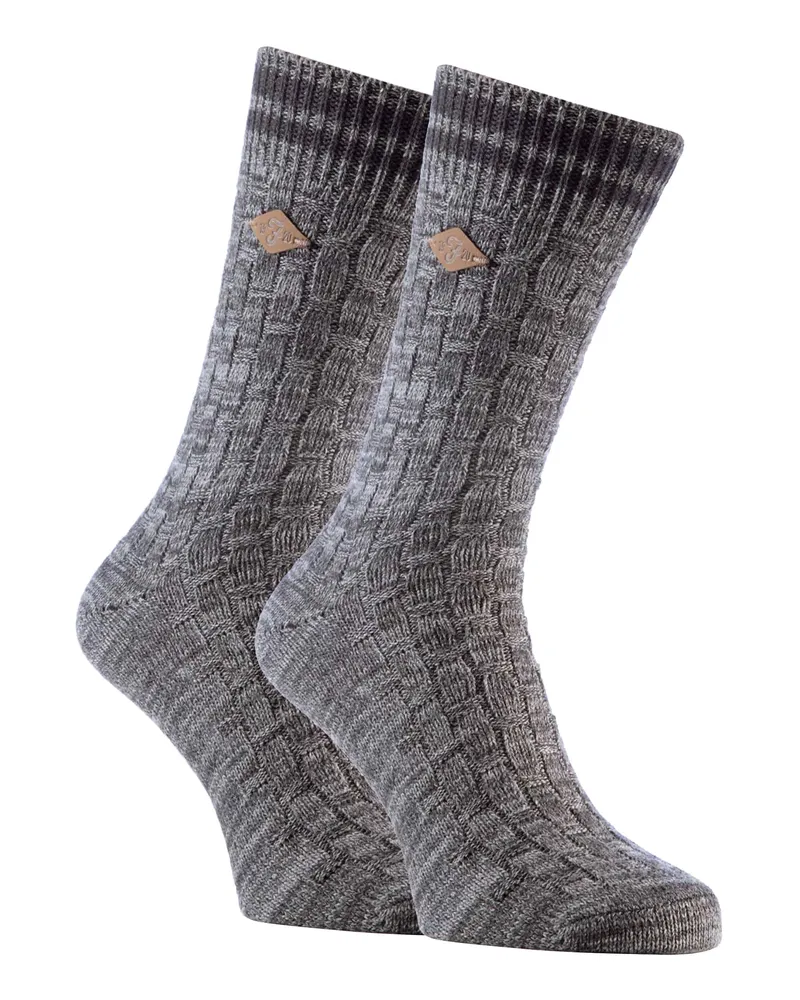 Farah 1920 2 Pack Herren dicke Baumwolle klobig gestrickt formale Boot Socken Grau