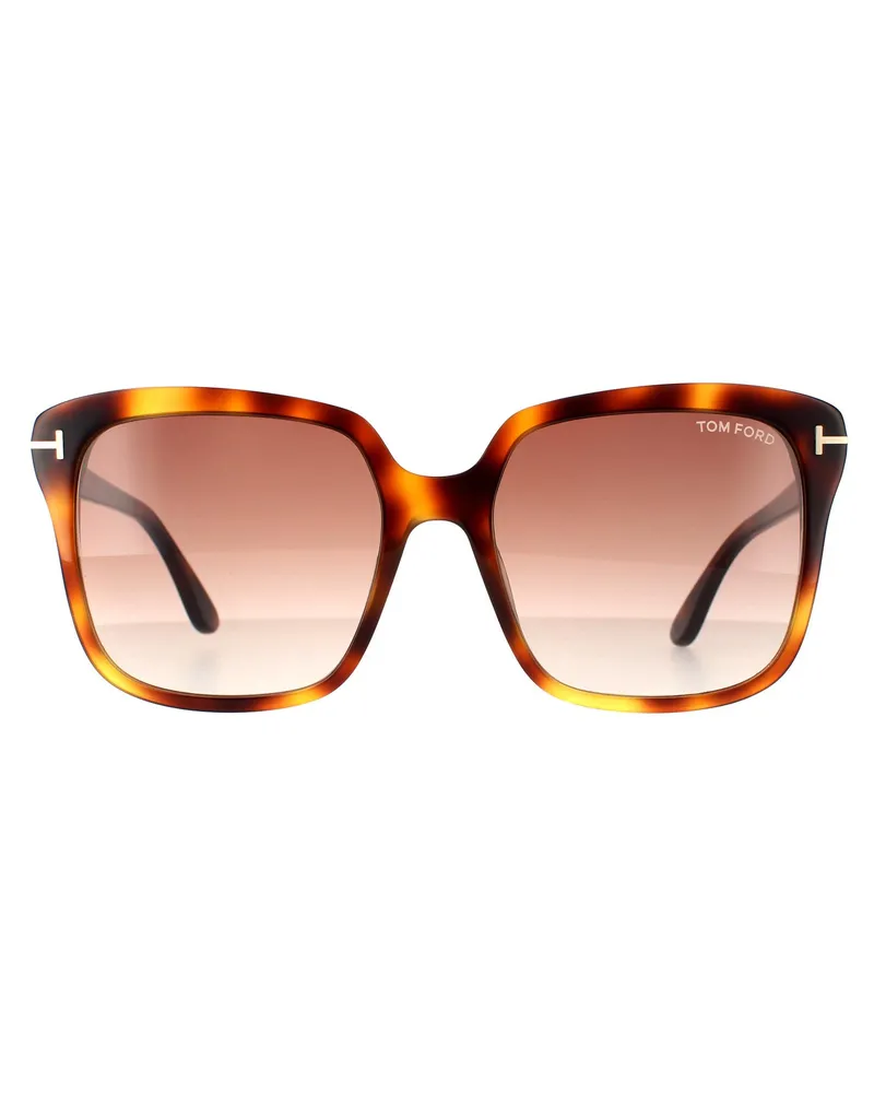 Tom Ford Rectangle Womens Blonde Havanna Brown Gradient Sonnenbrille Braun