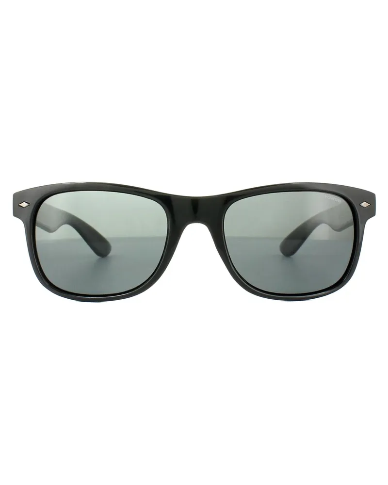 Polaroid Rectangle Unisex glänzend schwarz grau polarisierte Sonnenbrille Schwarz