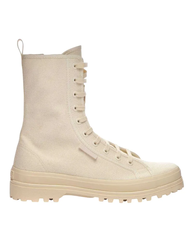 Superga 2341 Alpina" Stiefel für Damen, Canvas, Plattform-Absatz (Rau Beige Hellrosa