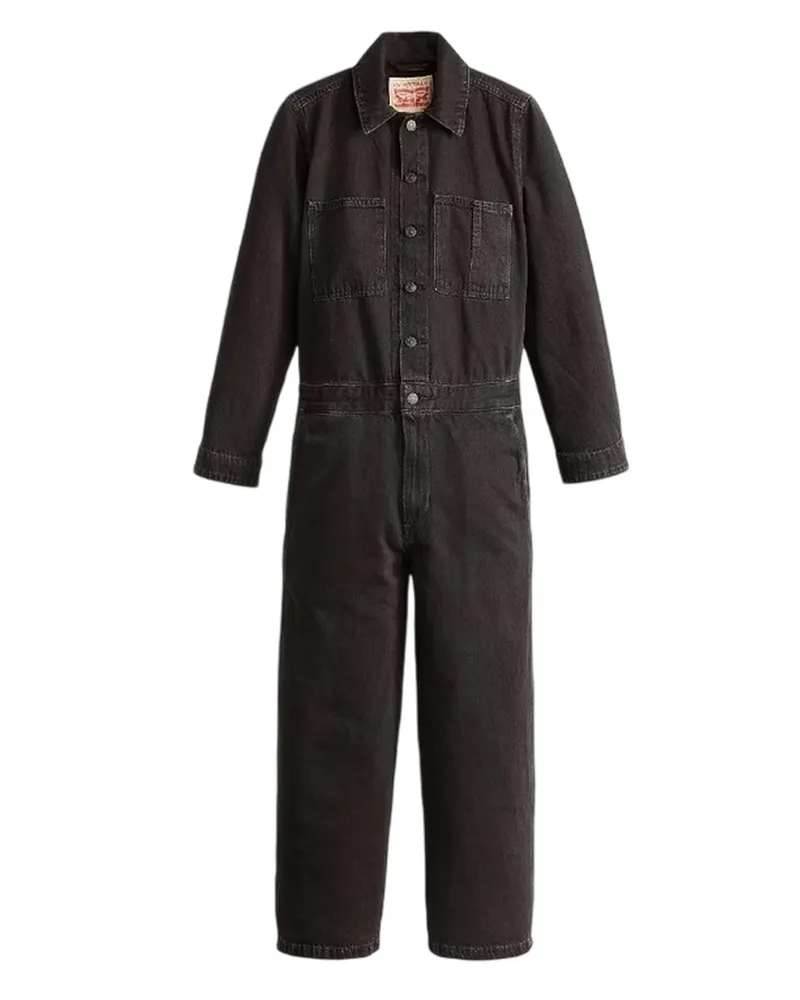 Levi's Iconic" Jumpsuit für Damen, Mit Kragen, Denim, Weites Bein, Langärmlig (Schwarz Schwarz