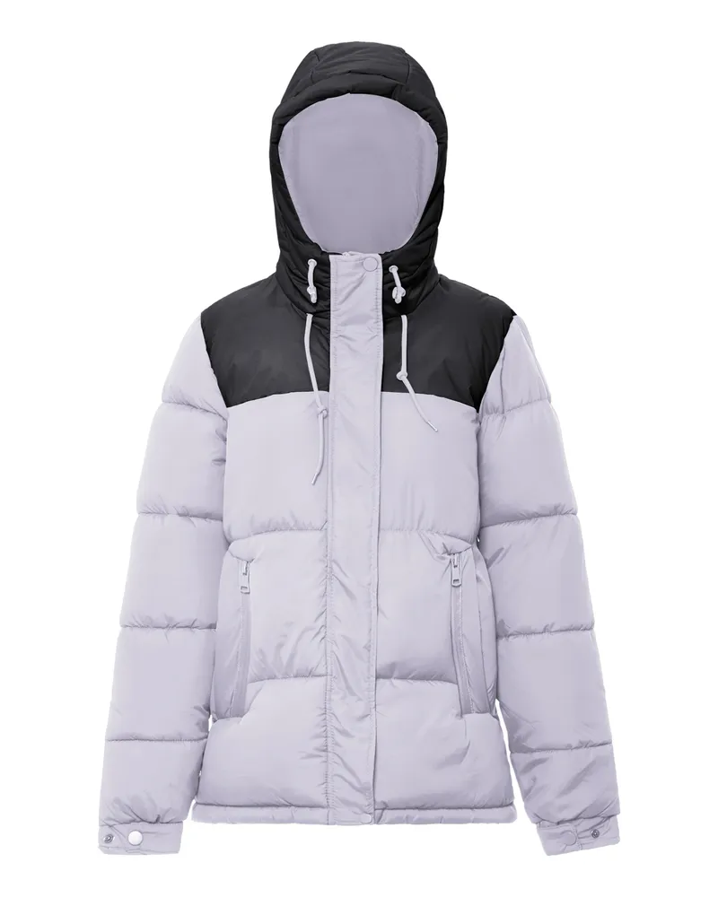 My Mo Wattierte Steppjacke Damen Lavendel Schwarz Violett