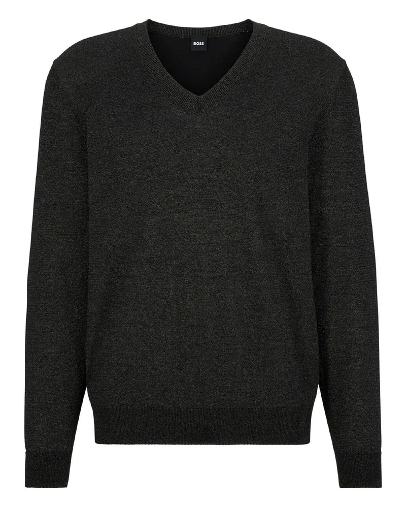 HUGO BOSS Sweatshirt für Herren, V-Ausschnitt, Regulär, Langärmlig (Schwarz Schwarz