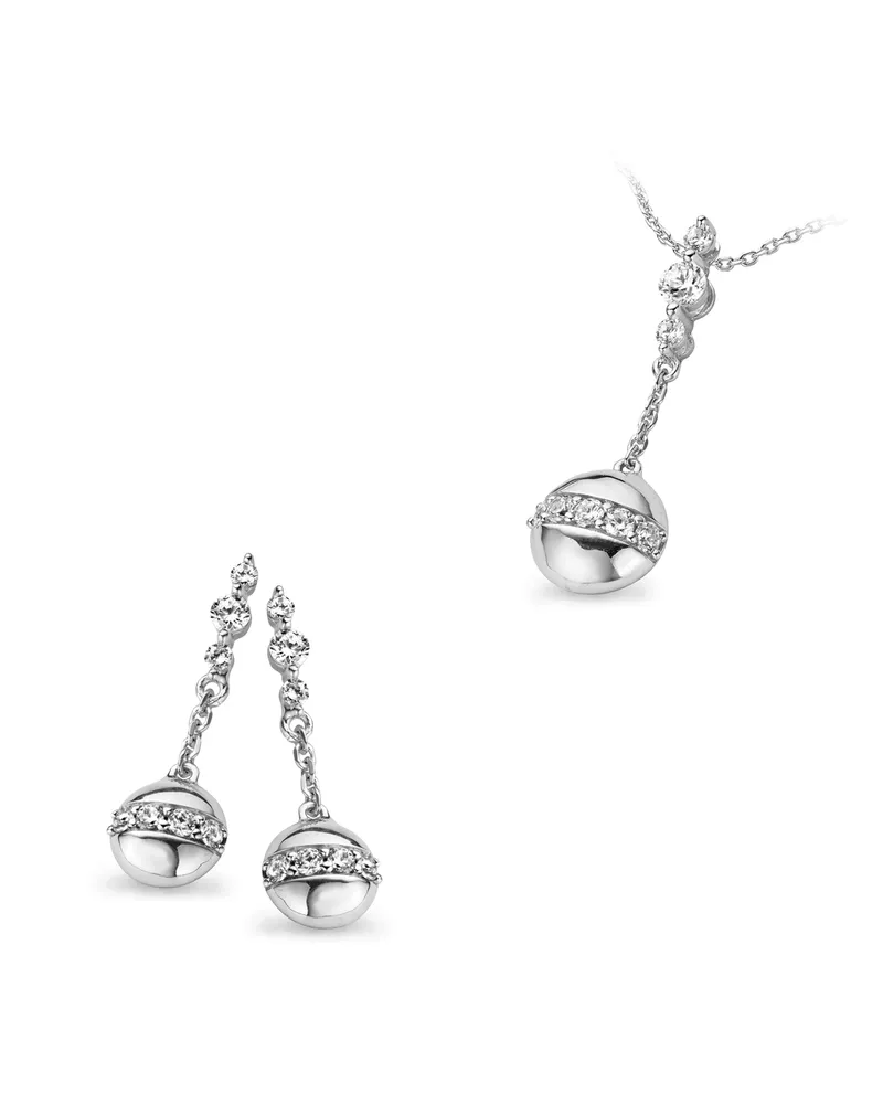 Orphelia Damen 925 Sterling Silber Set: Kettenanhänger + Ohrringe - Silber SET-5108 Silber