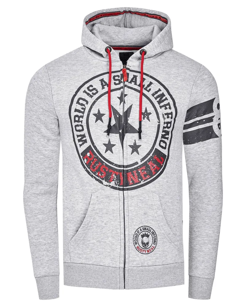 Rusty Neal Sweatjacke mit Frontprints - Grau Grau