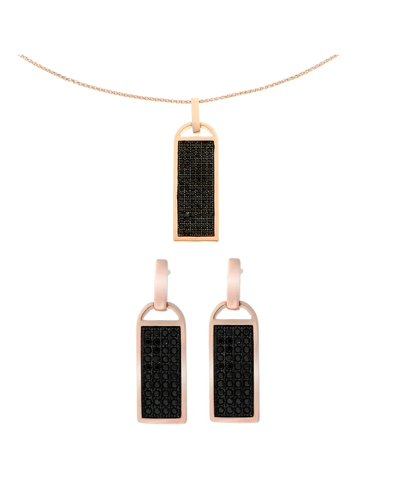 Orphelia Damen 925 Sterling Silber Set: Kettenanhänger + Ohrringe - Rosé SET-6045 Rosé