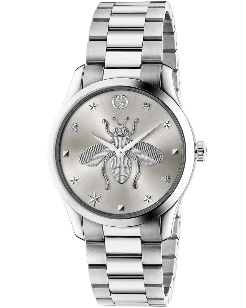 Gucci G-Timeless 38 mm Unisex-Uhr, Edelstahl - YA1264126 - Silber Silber