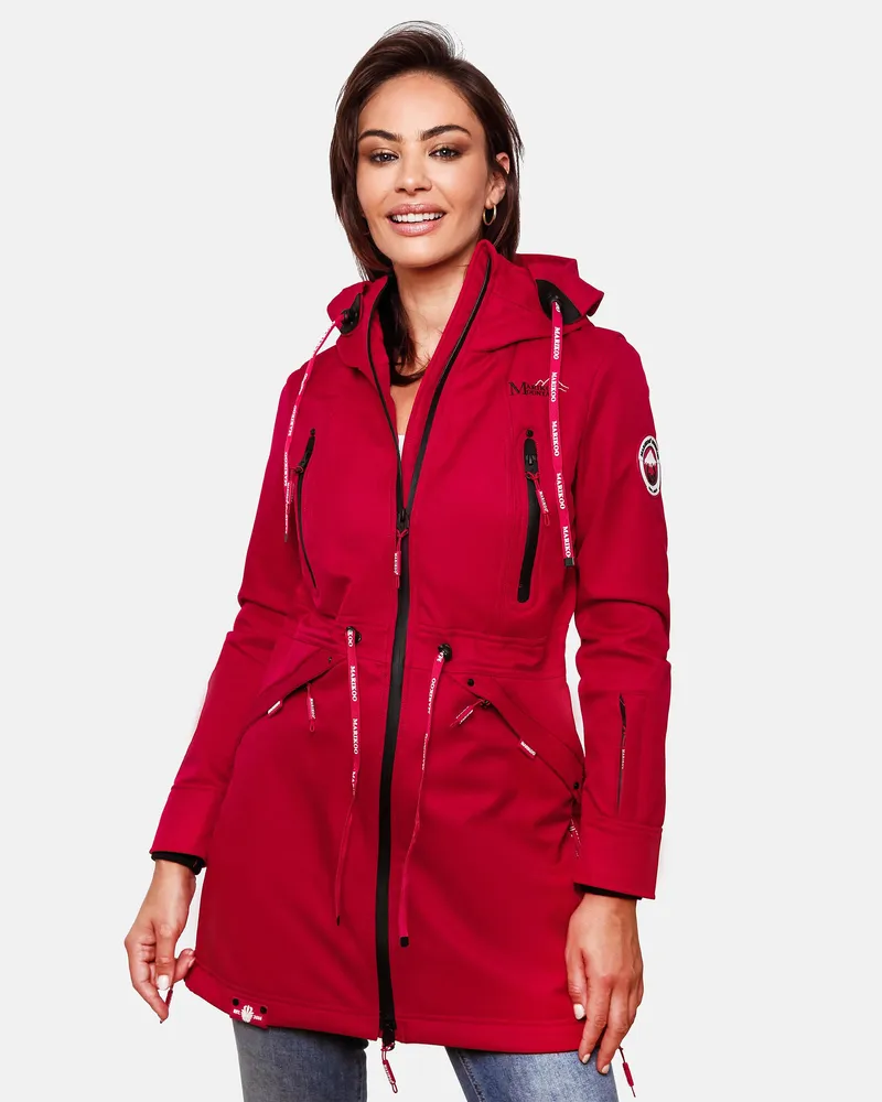 NAVAHOO Marikoo Damen Softshelljacke – Racquellee mit Kapuze & Fleecefutter Rot