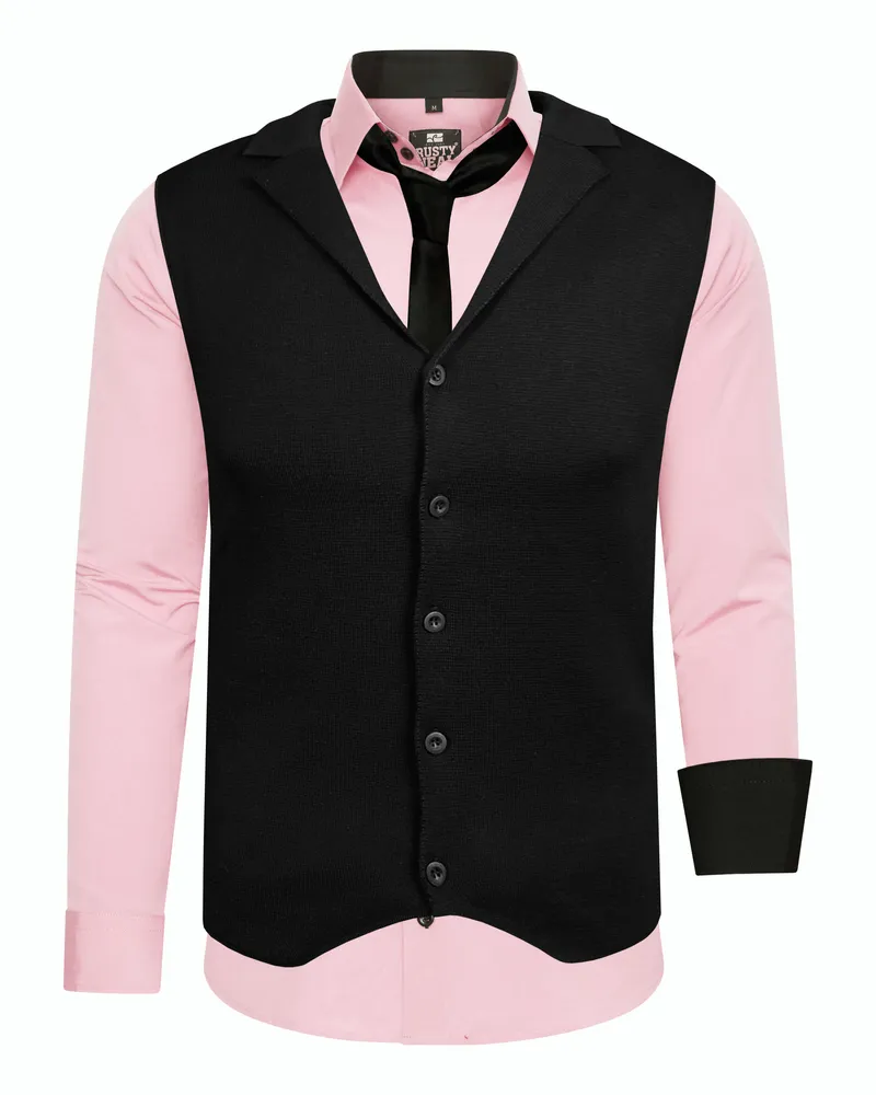 Rusty Neal Hemd mit Weste und Krawatte 3-teilig Rosa