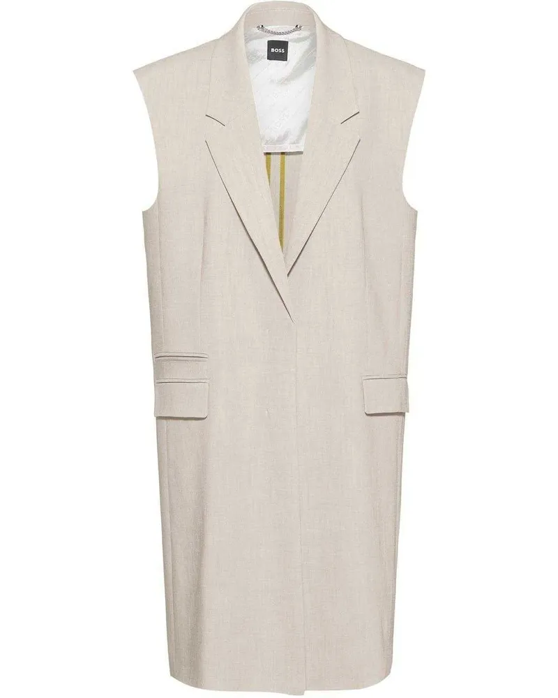 HUGO BOSS Jewela" Blazer für Damen, Hals Kerbe, Lang, Ärmellos (Beige Beige