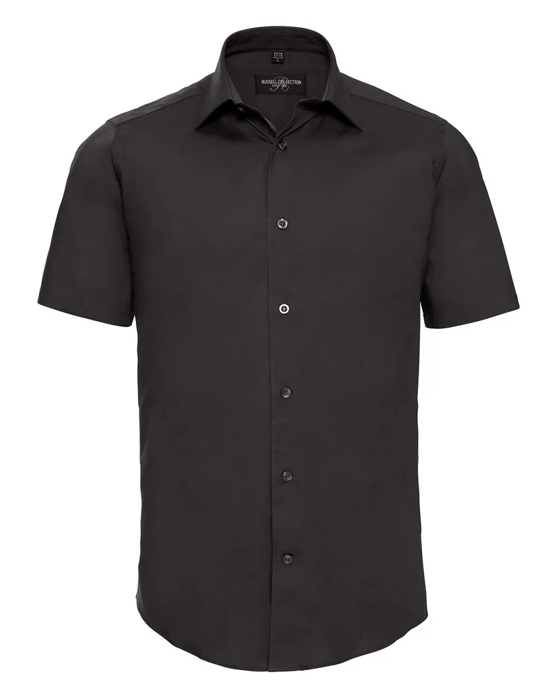 Russell Athletic Russell Collection - Hemd Pflegeleicht für Herren kurzärmlig (Schwarz Schwarz