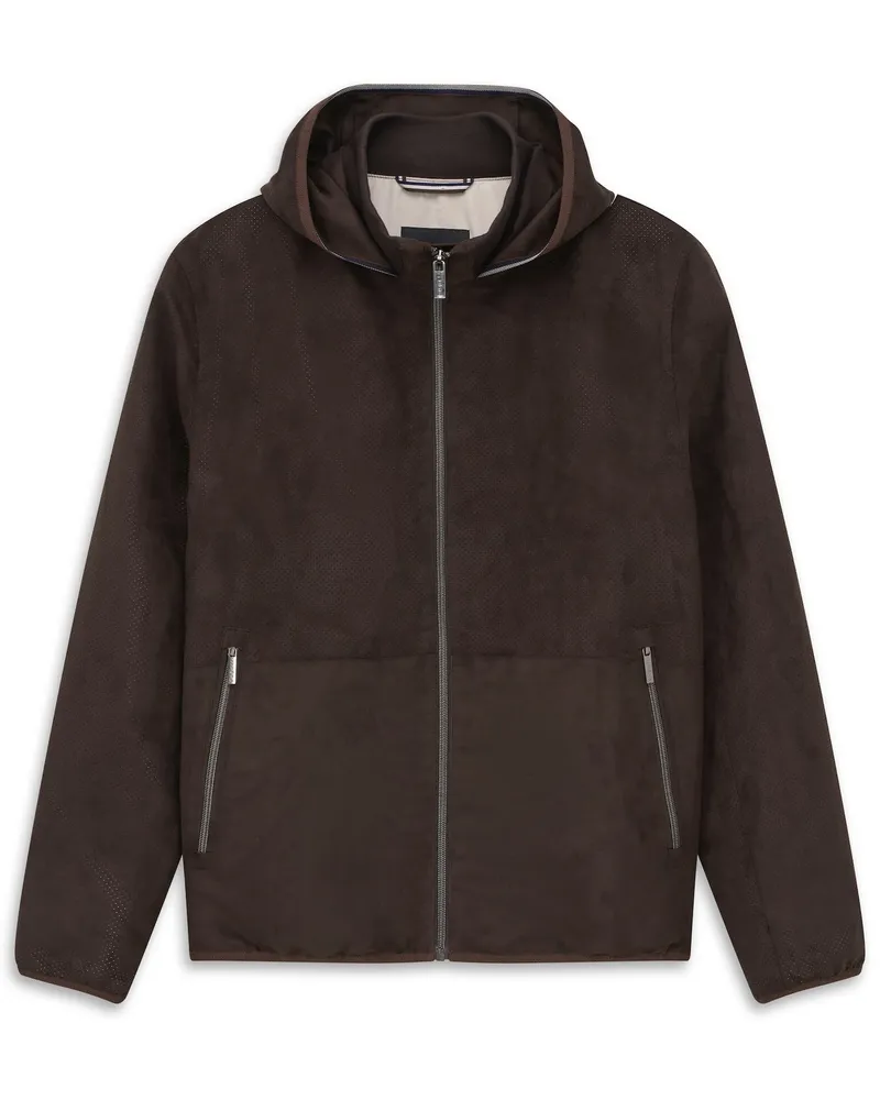 Bugatti Herren Jacke Regular Fit wasserabweisend mit Kapuze Braun