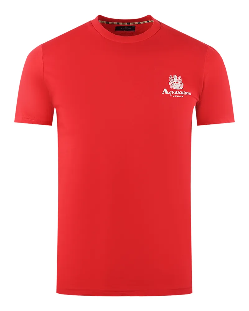 Aquascutum London Aldis Marke Logo auf Brust rot T-Shirt Rot