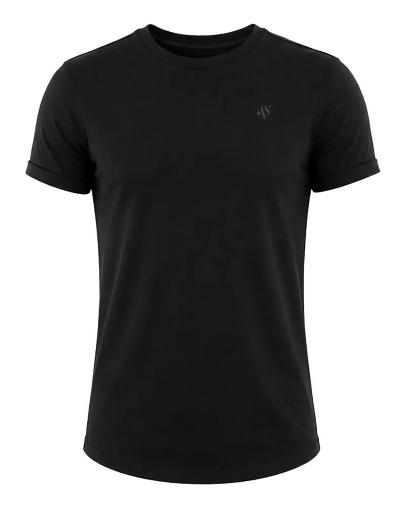 Alessandro Salvarini Herren T-Shirt AS-318 – 100% Baumwolle, Rundhals, weiches Material Schwarz