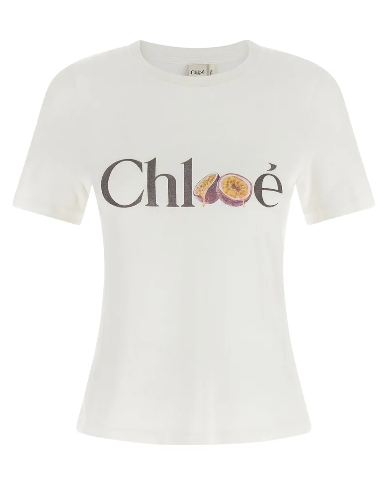 Chloé Weißes Baumwoll-T-Shirt Weiß