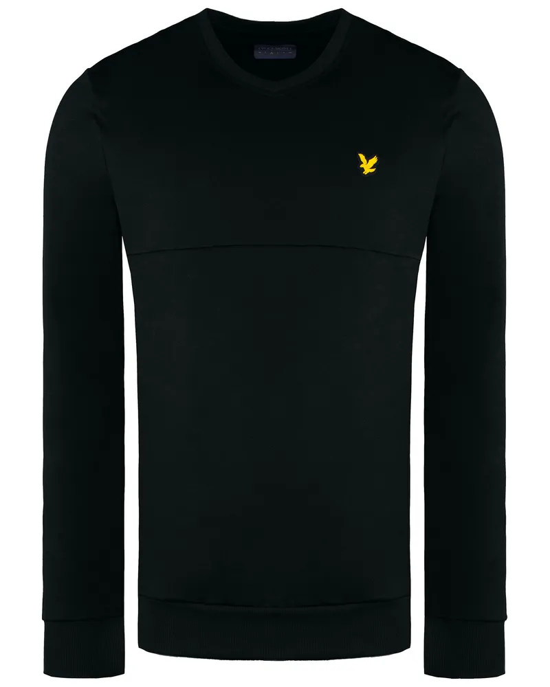 Lyle & Scott V-Ausschnitt Colour Block Midlay Schwarzer Pullover Schwarz