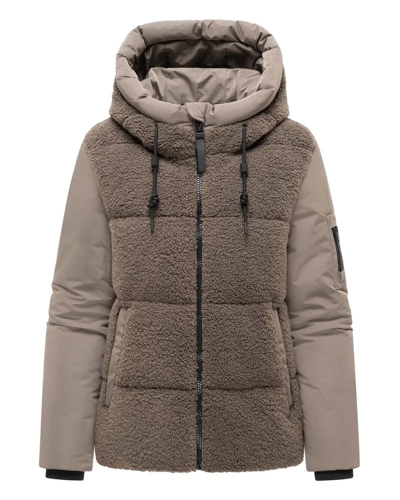 Marikoo Damen Winterjacke Elidee mit Teddyplüsch Braun