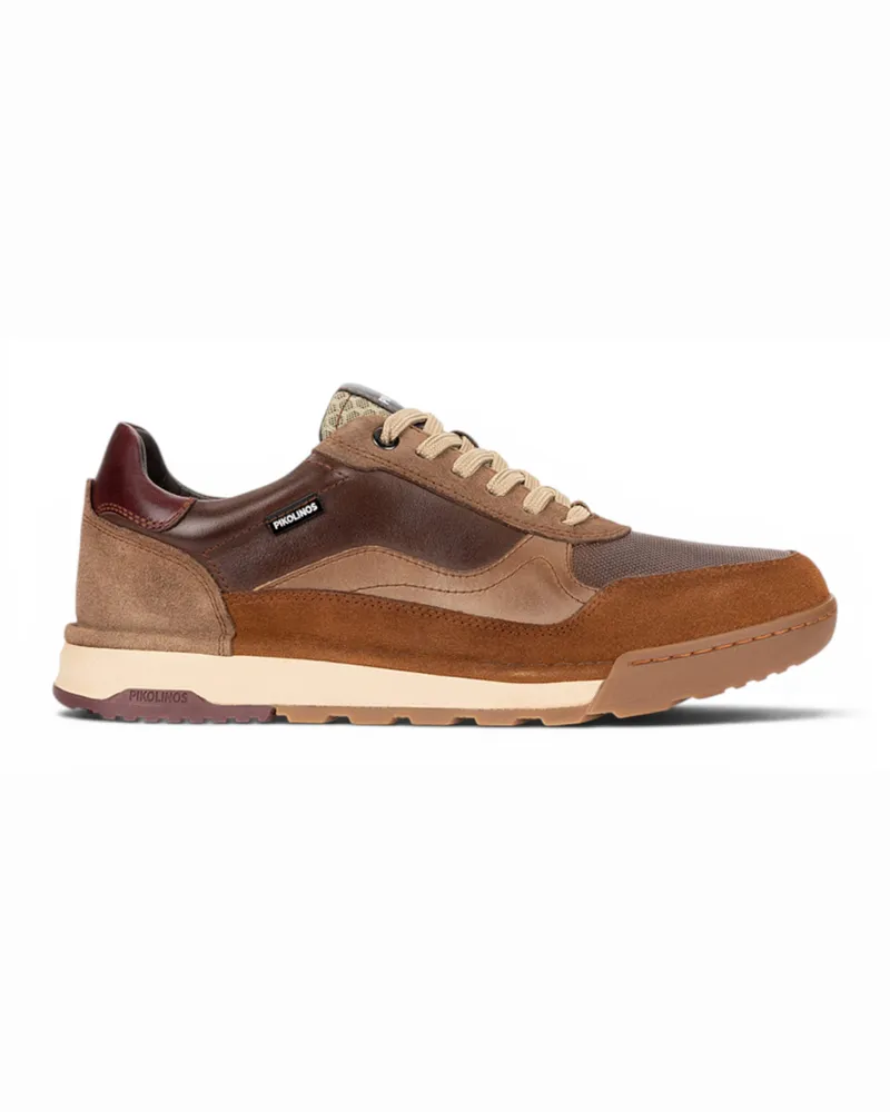 Pikolinos Herren braune Ledertrainer Sneaker Schnürschuhe – Teide Dunkelbraun